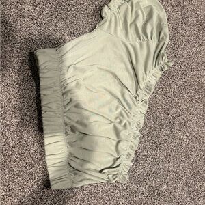 Vero Moda Light Sage Green Cropped Ruched Top